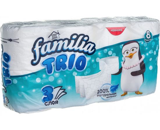 Туалетная бумага FAMILIA TRIO 3 слоя, 8 рулонов 1015031427 – изображение 3