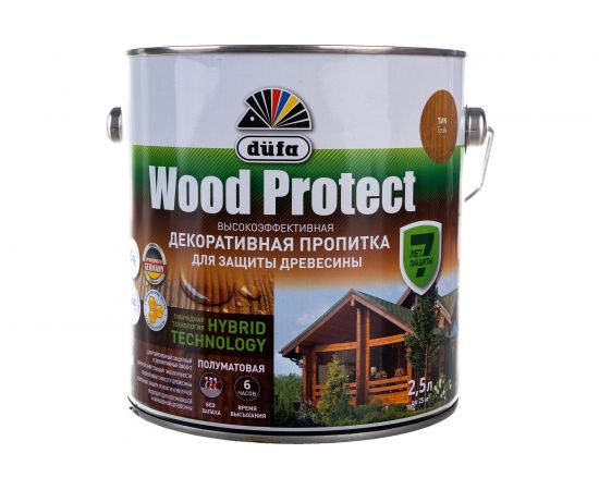 Пропитка для защиты древесины Dufa Wood Protect тик 2,5 л МП000015770 – изображение 4