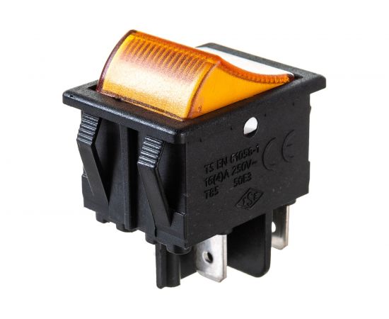 Клавишный выключатель Emas с подсветкой, жёлтая клавиша, 2НО, 250В AC, 16А A14B1S11 – изображение 4