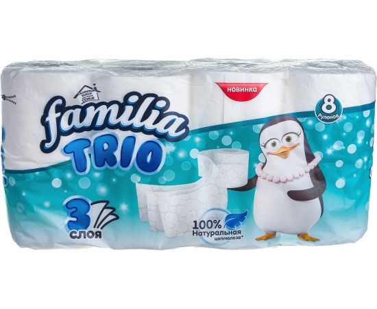 Туалетная бумага FAMILIA TRIO 3 слоя, 8 рулонов 1015031427 – изображение 4