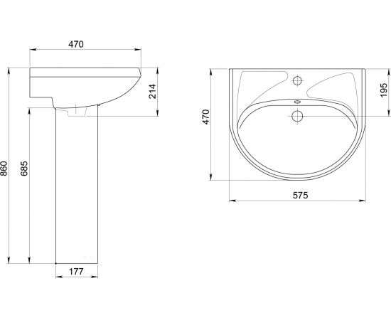 Умывальник Santeri Вест 58, 2-ой величины, 1-отверстие, Воротынск 429607 – изображение 5