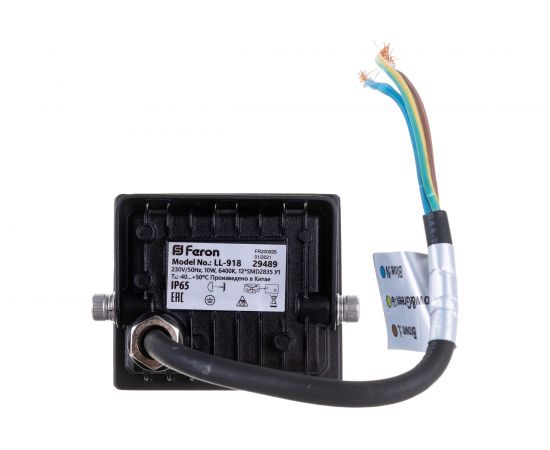 Светодиодный прожектор Feron LL-918 2835 SMD 10W 6400K IP65 AC220V/50Hz черный с матовым стеклом 29489 – изображение 5