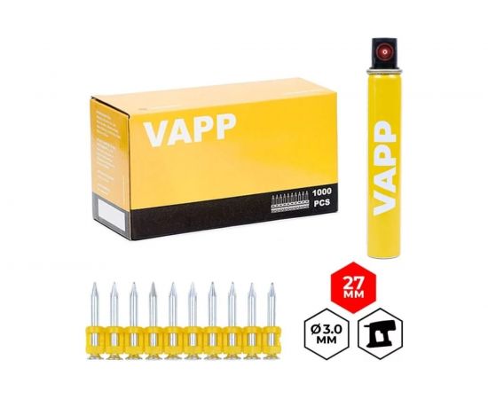 Усиленные гвозди для монтажного пистолета VAPP 27х3 мм, с газовым баллоном 165 мм VAPP.G-CN327 