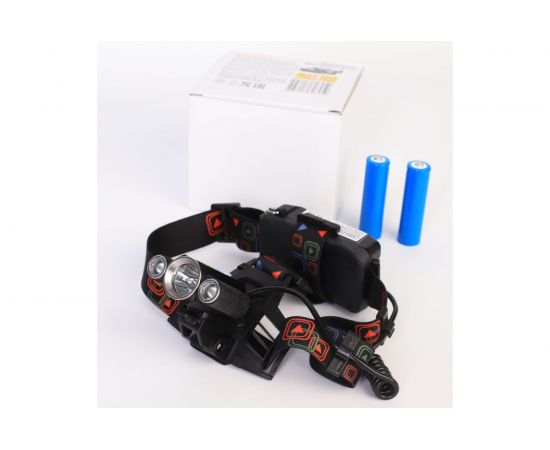 Налобный аккумуляторный фонарь Ultraflash LED5335 (3,7В, черный, 3LED, 5 Вт, 2 аккумулятора 4 режима, USB, бокс са) 15015 