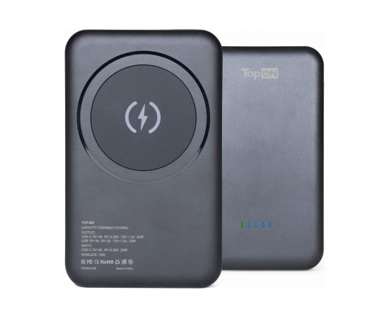 Внешний аккумулятор TopOn 5000mAh магнитная беспроводная зарядка 15W, PD 20W Черный TOP-M5 