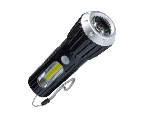 Ручной аккумуляторный фонарь КОСМОС 1Вт LED+2Вт COB, коллиматорная линза, Li-ion 18650 1000mAh, ABS-пластик, USB шнур KOS114Lit 