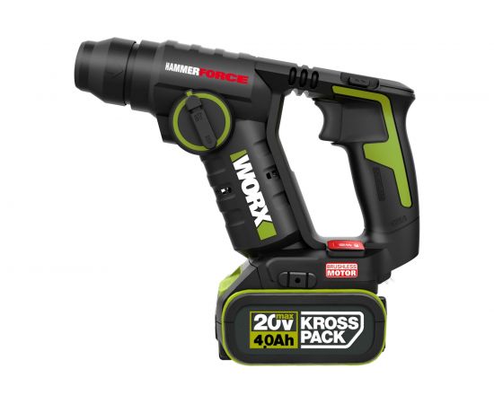 Аккумуляторный перфоратор WORX Professional 20В, 20мм, 1.7Дж, 4Ач х1, ЗУ WU380S 
