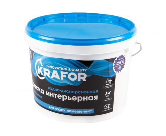 Интерьерная краска Krafor Супербелая водно-дисперсионная 14 кг 26961 
