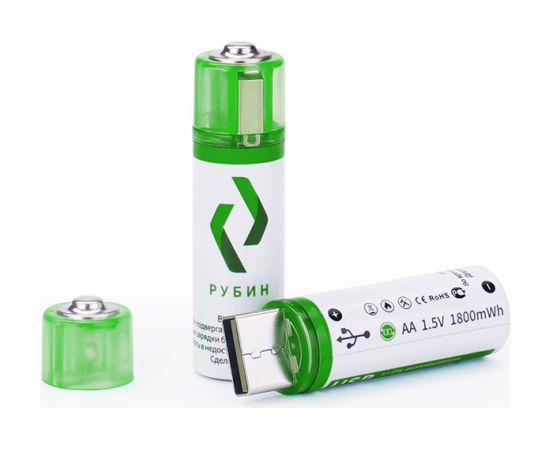 Аккумулятор РУБИН LI-ION, размер АА, 1,5 В, 1800mWh, USB Magnetic, 4 штуки/упаковка РЭ-АА1800 – изображение 2