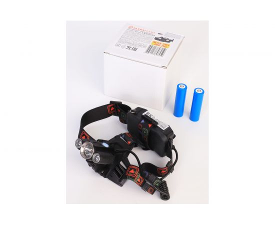 Налобный аккумуляторный фонарь Ultraflash LED5335 (3,7В, черный, 3LED, 5 Вт, 2 аккумулятора 4 режима, USB, бокс са) 15015 – изображение 2
