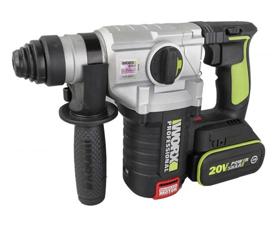 Аккумуляторный бесщеточный перфоратор WORX Professional WU388 20В, 24мм, 2.2 Дж, 4Ач х2, ЗУ 2А WU388 – изображение 2