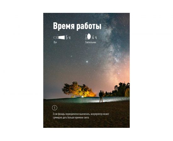 Ручной аккумуляторный фонарь КОСМОС 1Вт LED+2Вт COB, коллиматорная линза, Li-ion 18650 1000mAh, ABS-пластик, USB шнур KOS114Lit – изображение 4