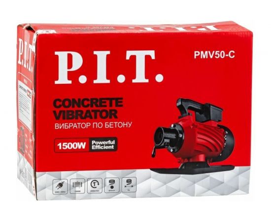Электрический стационарный вибратор для бетона P.I.T. 1500 Вт, 4 м длина булавы PMV50-C – изображение 8