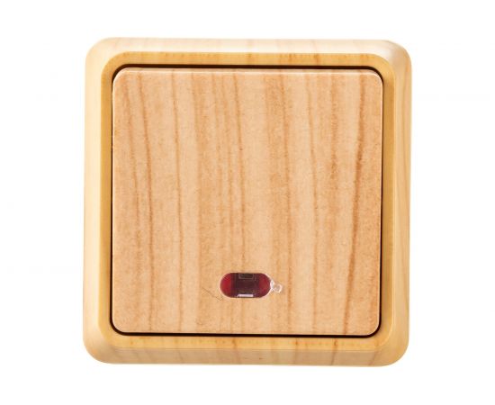 Одноклавишный выключатель IEK ВС20-1-1-ОС, с индикацией, 10А, для открытой установки, ОКТАВА, сосна EVO11-K03-10-DC 