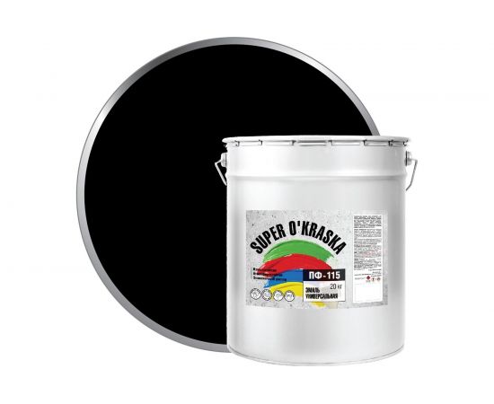Эмаль super maler ПФ-115 Черный 20кг Лк-00005664 