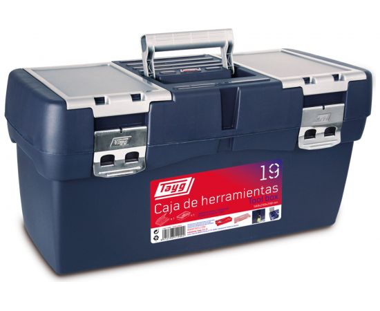Ящик для инструмента Tayg №19 синий, глубокий лоток, футляр, 2 органайзера, мет. замки, 580x290x290 мм 119002 