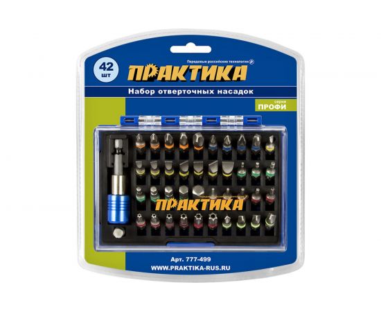 Набор бит (42 шт; PH; PZ; SL; Torx; T/Torx; TW; Hex; 25 мм + магнитный держатель) ПРАКТИКА 777-499 