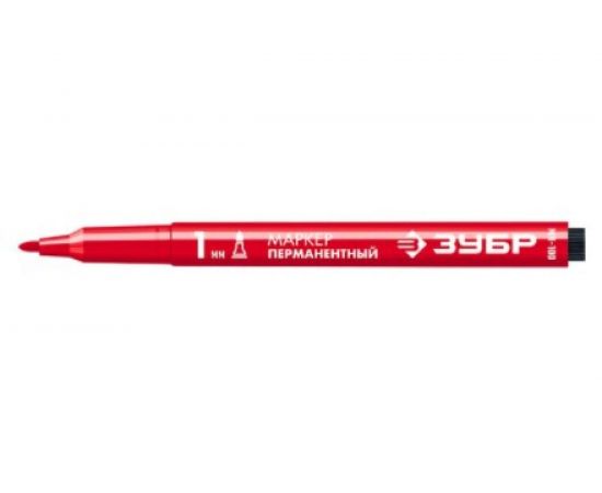 Перманентный маркер ЗУБР МП-100 красный, 1 мм заостренный 06320-3 