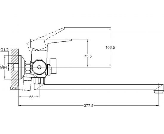 Смеситель для ванны G-lauf с длинным поворотным изливом 360 градусов и душевой лейкой, хром NUD7-A045 – изображение 2