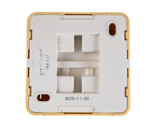 Одноклавишный выключатель IEK ВС20-1-1-ОС, с индикацией, 10А, для открытой установки, ОКТАВА, сосна EVO11-K03-10-DC – изображение 2