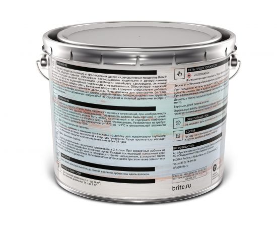 Грунт-основа по дереву BRITE FLEXX для наружных и внутренних работ, ведро 9 л 212416 – изображение 2