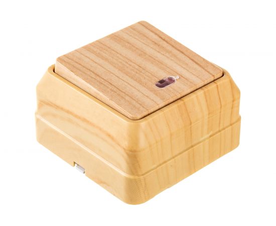 Одноклавишный выключатель IEK ВС20-1-1-ОС, с индикацией, 10А, для открытой установки, ОКТАВА, сосна EVO11-K03-10-DC – изображение 3