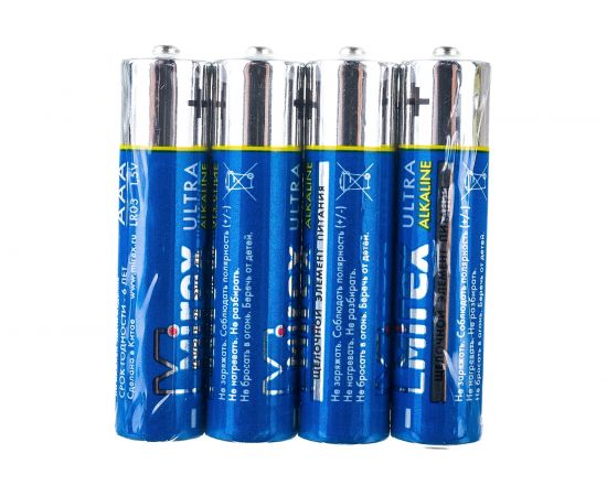 Батарея Mirex, щелочная LR03 / AAA 1,5V 4 шт shrink 23702-LR03-S4 – изображение 3