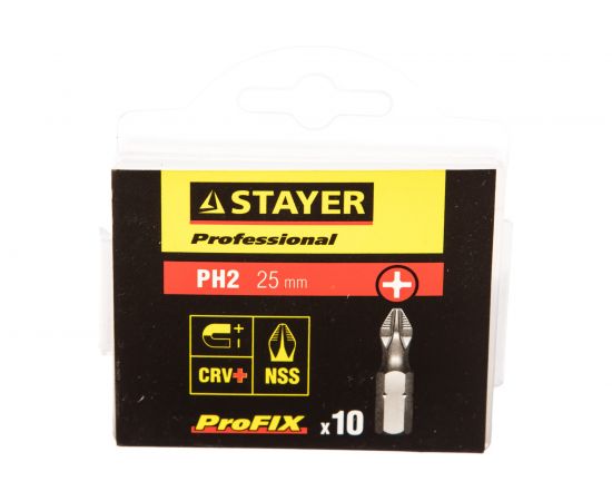 Биты PROFESSIONAL ProFix Phillips (10 шт; 25 мм; PH2; 1/4"") STAYER 26201-2-25-10_z01 – изображение 4
