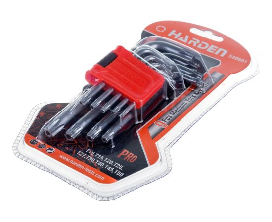 Набор имбусовых ключей HARDEN TORX, CRV, 9шт: T10,T15,T20,T25,T27,T30,T40,T45,T50 540601 – изображение 4