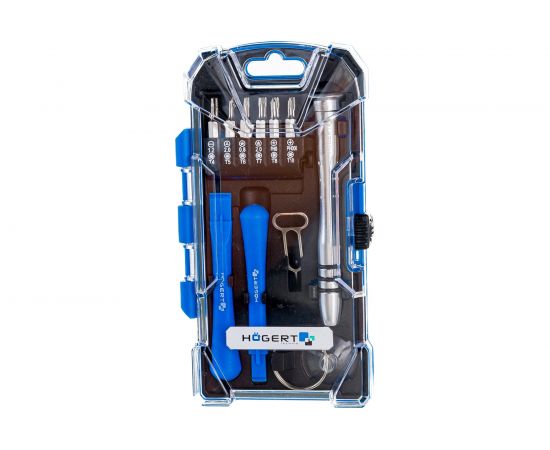 Набор для ремонта телефонов с отверткой для точных работ и битами Hogert Technik 17 шт HT1S271 