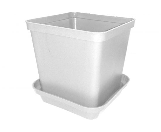 Цветочный горшок ПАО Завод Буревестник квадратный, белый мрамор 70172 