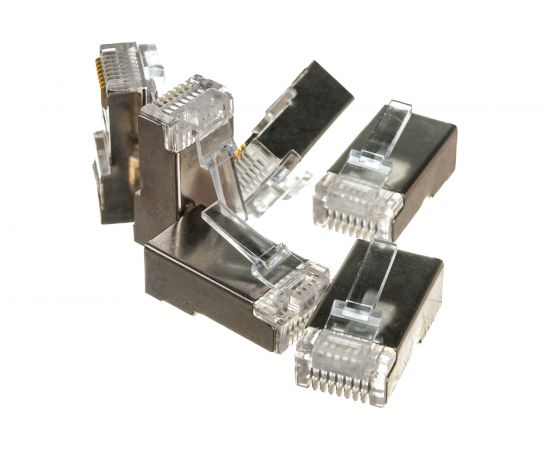 Вилка Cablexpert RJ-45 8P8C PLUG5SP универсальная кат.5e экранирован контакты 30 мкр 100 шт. PLUG5SP – изображение 2