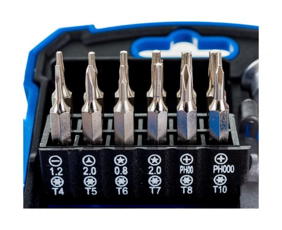 Набор для ремонта телефонов с отверткой для точных работ и битами Hogert Technik 17 шт HT1S271 – изображение 7