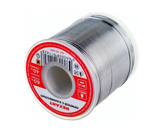 Припой с канифолью (500 гр; 1 мм; Sn60 Pb40 Flux 2.2%) REXANT 09-3363 – изображение 8