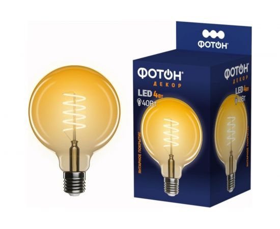 Светодиодная лампа ФОТОН LED FL G95-S 4W E27 2200К, серия ДЕКОР 23978 
