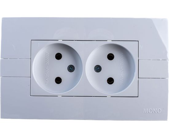 2-я розетка MONO ELECTRIC Eco, без заземления, белый/белый 101-010105-121 