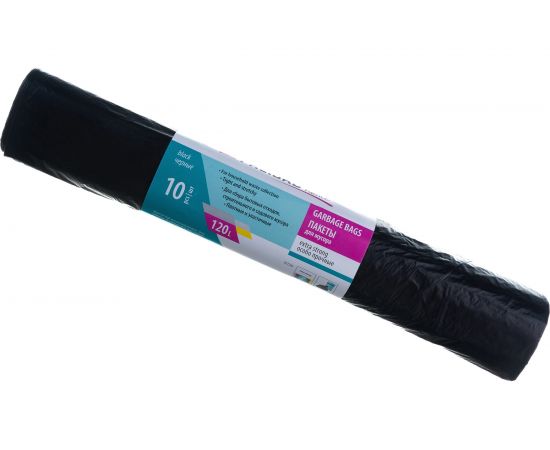 Пакеты для мусора пвд прочные Home (120 л; 10 шт; черные, длинный ролик) PALISAD 927265 