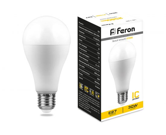 Светодиодная лампа FERON LB-130 Шар E27 30W 2700K 38194 
