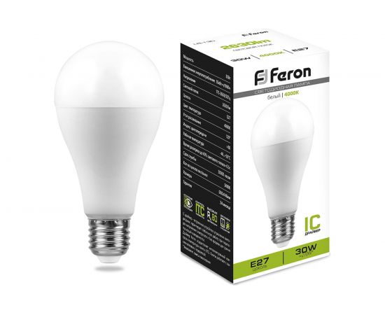Светодиодная лампа FERON LB-130 Шар E27 30W 4000K 38195 