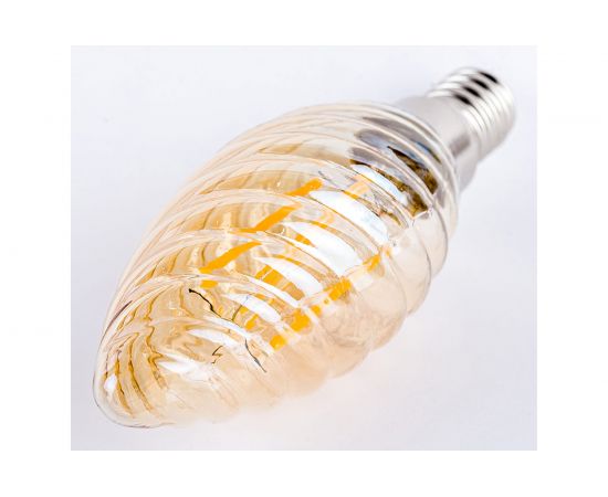 Филаментная лампа REXANT Витая свеча LCW35 7.5 Вт 2400K E14 золотистая колба 604-119 