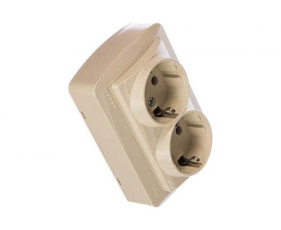 Двойная розетка Lezard DEMET, с заземлением, закрытый корпус, крем, 711-0300-127 