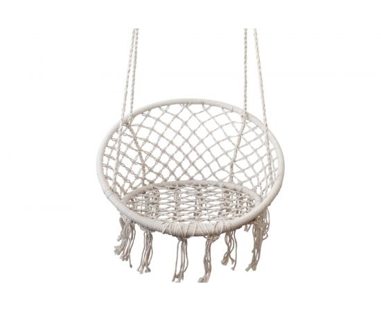 Подвесные качели кресло-гамак ZDK белый, с кисточками hammock4 