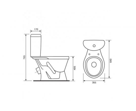 Унитаз-компакт Rosa Элегант, косой выпуск, 1-режим, сиденье полипропилен, Киров 433049 – изображение 2
