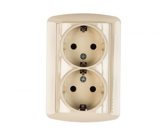 Двойная розетка Lezard DEMET, с заземлением, закрытый корпус, крем, 711-0300-127 – изображение 2