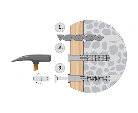 Нейлоновый дюбель для сквозного монтажа с цилиндрической манжетой ЕВРОПАРТНЕР PNDS 8x120 с шурупом 10 шт. S13 0003 3 – изображение 2
