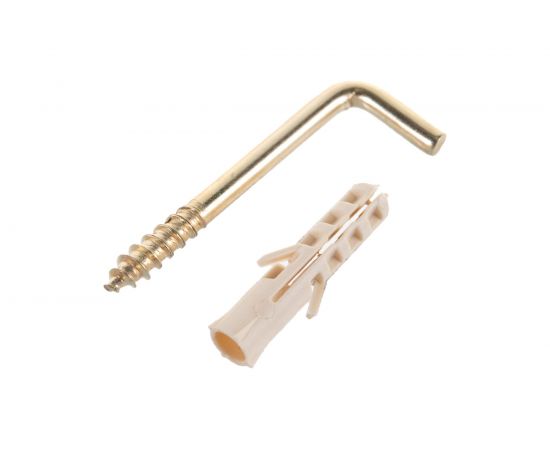 Крюк-шуруп ЕВРОПАРТНЕР L-обр. латунир. d3,9хL40 мм 2шт. 13 4821 1 – изображение 2