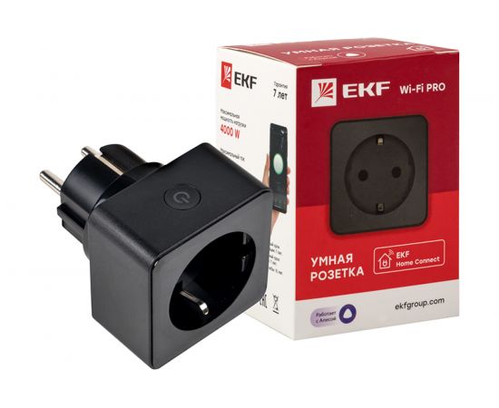 Умная розетка EKF Wi-Fi PRO HomeConnect, черная RCS-2-WF – изображение 2