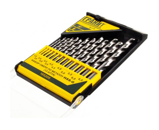 Набор сверл по металлу HSS-G из 13 штук пластиковая упаковка ГРАНИТ 165205 – изображение 2