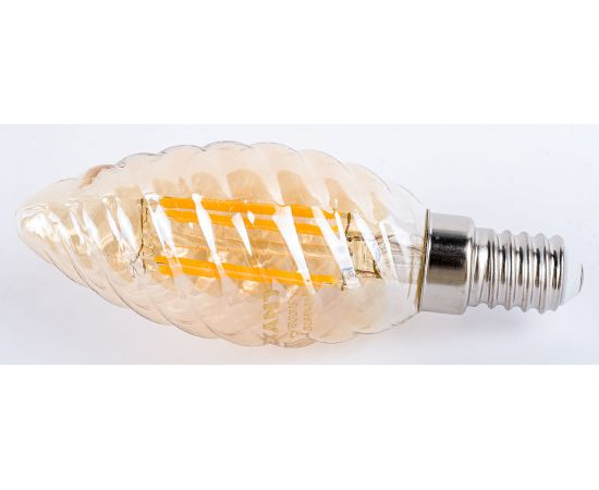 Филаментная лампа REXANT Витая свеча LCW35 7.5 Вт 2400K E14 золотистая колба 604-119 – изображение 3