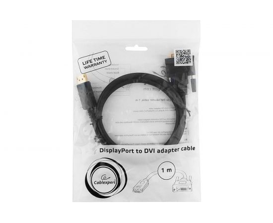 Кабель Cablexpert, DisplayPort-DVI, 1м, 20M/25M, черный, экранированный, пакет, CC-DPM-DVIM-1M – изображение 3